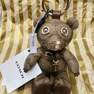 Coach Tan and Brown Bear Purse Charm/Keychain